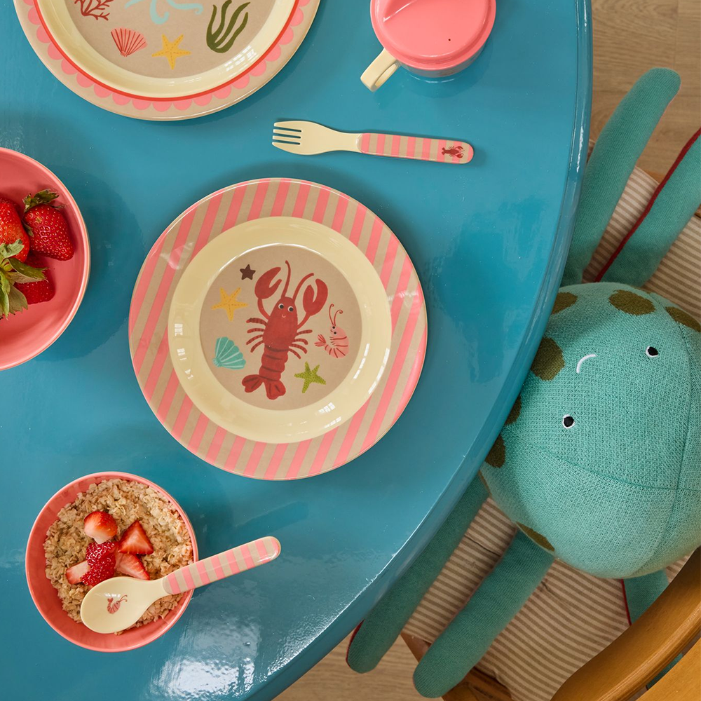 Rice Spoon and Fork 'Ocean' Coral