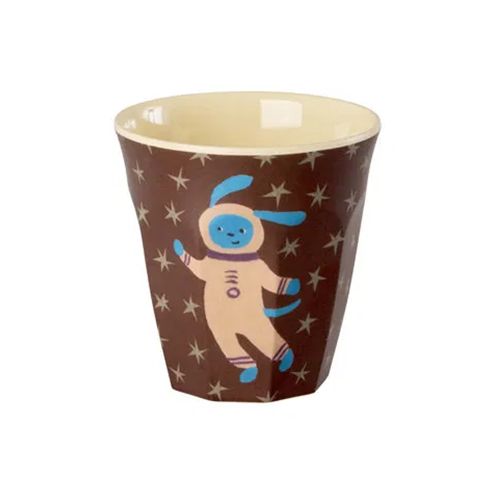 Rice Melamin Becher Klein 'Dogs in Space' Dog Spaceman in Brown