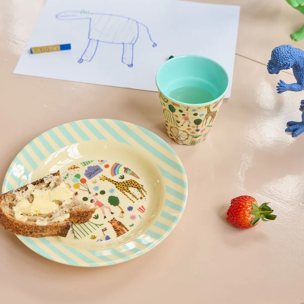 Rice Melamin Kinderteller tief 'Fun Fair' Mint - Online MY SNOWFLAKE