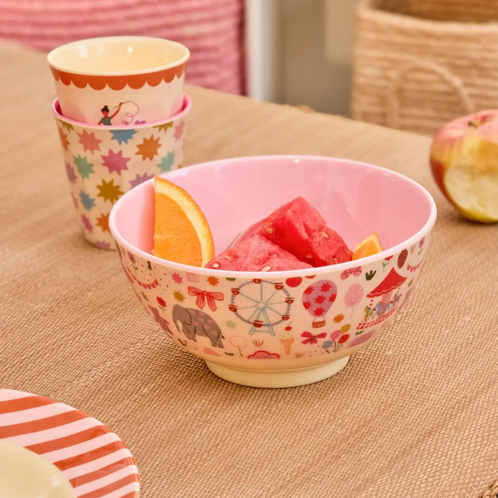 Rice Melamin Schüssel Mittel 'Fun Fair' Pink - Online MY SNOWFLAKE