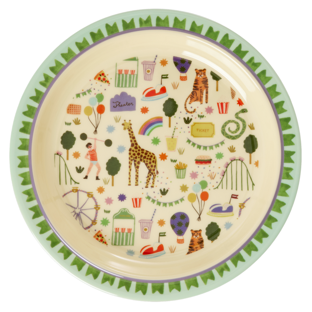 Rice Assiette mélamine enfant « Fun Fair » Menthe