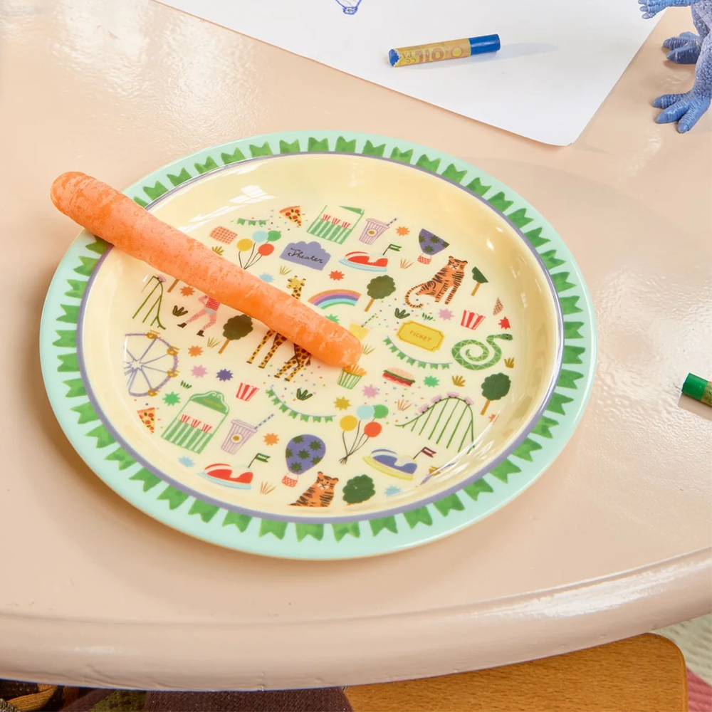 Rice Assiette mélamine enfant « Fun Fair » Menthe