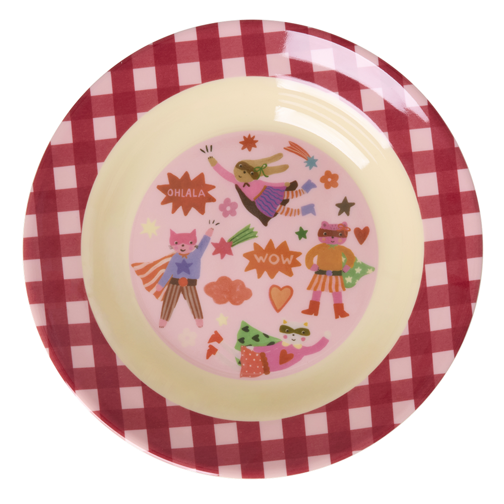 Rice Melamin Kinderteller tief 'Hero' Pink