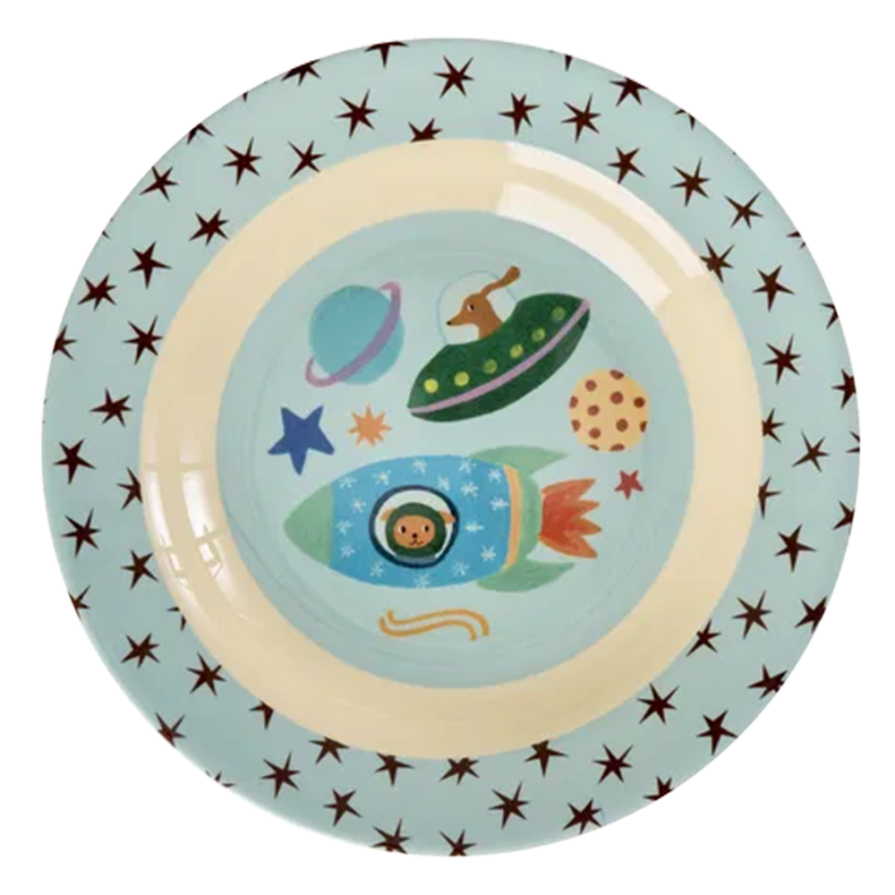 Assiette creuse pour enfant Rice en mélamine « Dogs in Space »