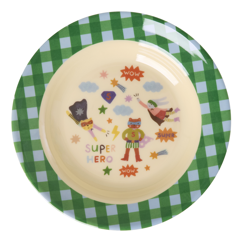 Rice Melamin Kinderteller tief 'Hero' Green - Online MY SNOWFLAKE