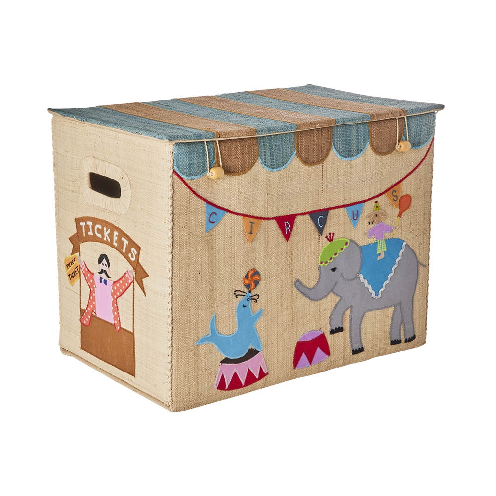 Rice Faltbarer Aufbewahrungskorb Raffia 'Circus' Large