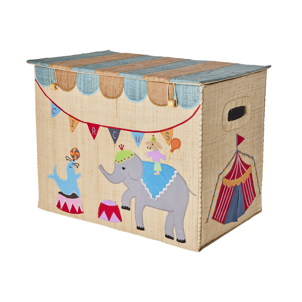 Rice Faltbarer Aufbewahrungskorb Raffia 'Circus' Large