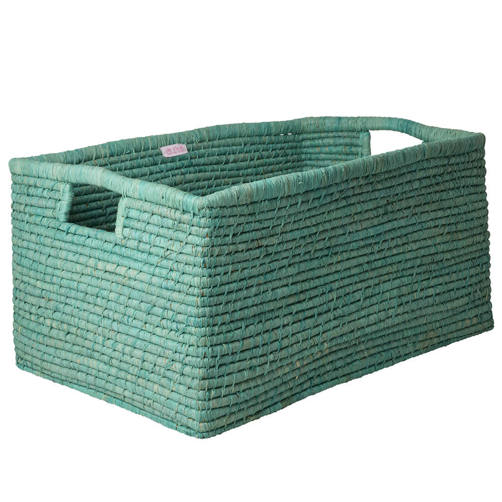 Rice rechteckiger Aufbewahrungskorb mit Griffen 'Raffia' Extra Large Green - Online MY SNOWFLAKE