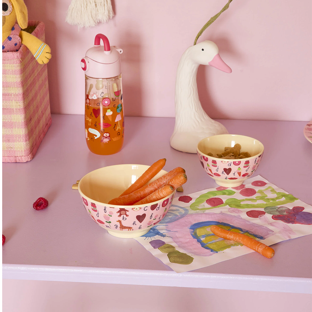 Rice Melamin Schüssel Mittel 'ABC' Pink