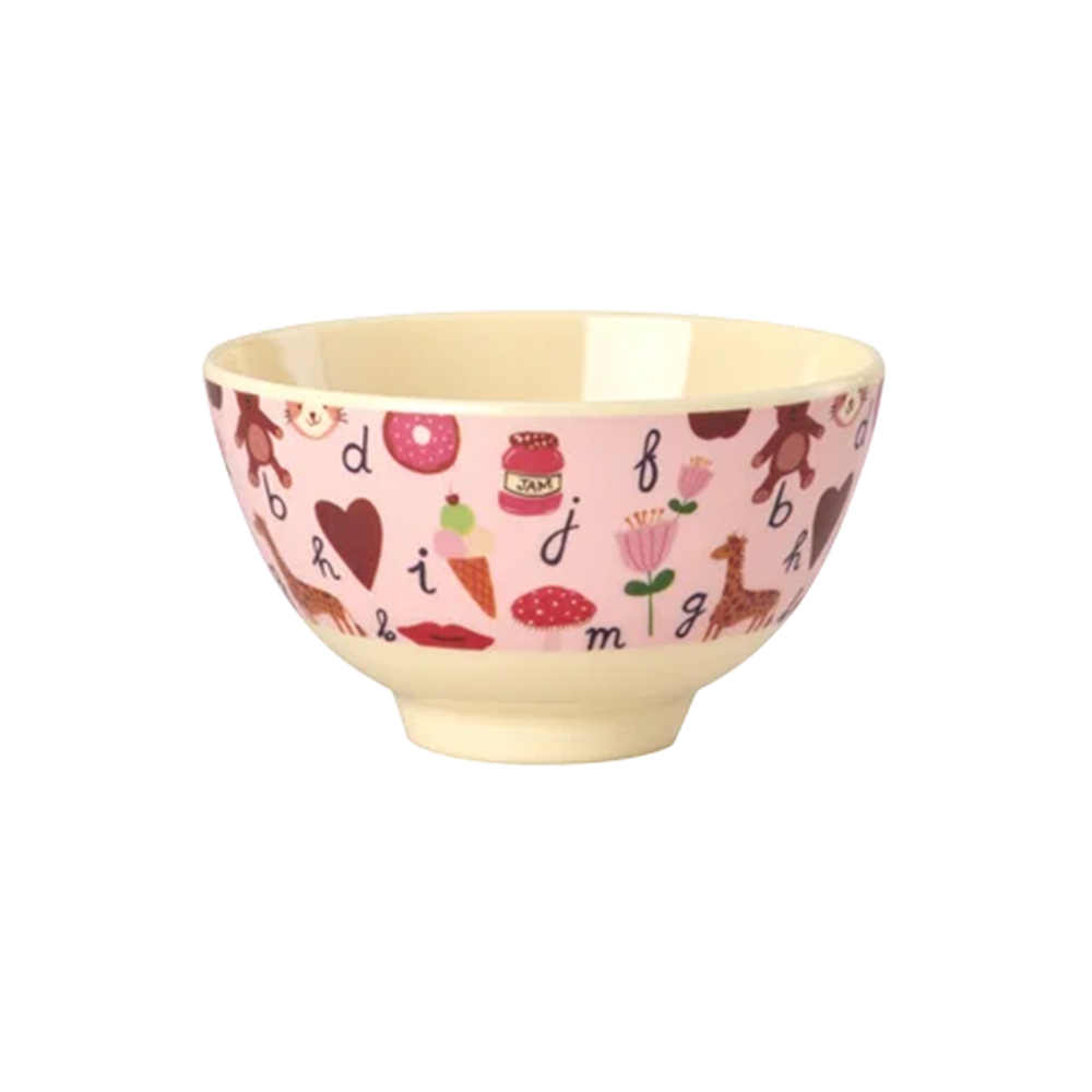 Rice Melamin Schüssel Klein 'ABC' Pink