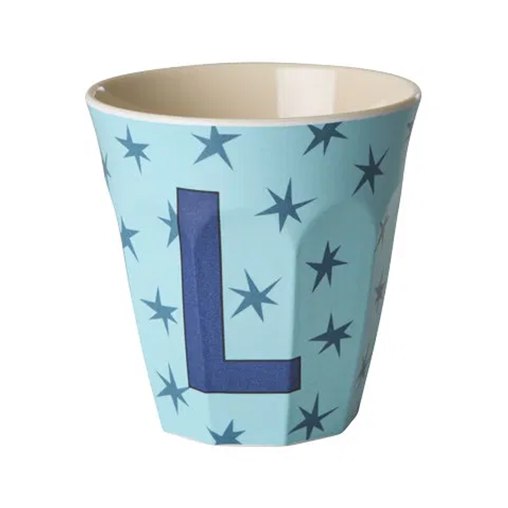 Rice  Melamin Becher Mittel 'Buchstabe L' Stars Soft Blue