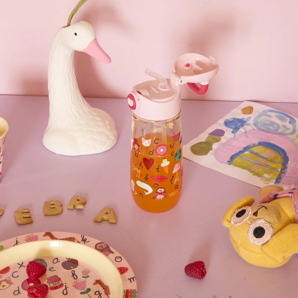 Rice Kinder Trinkflasche 'ABC' Pink