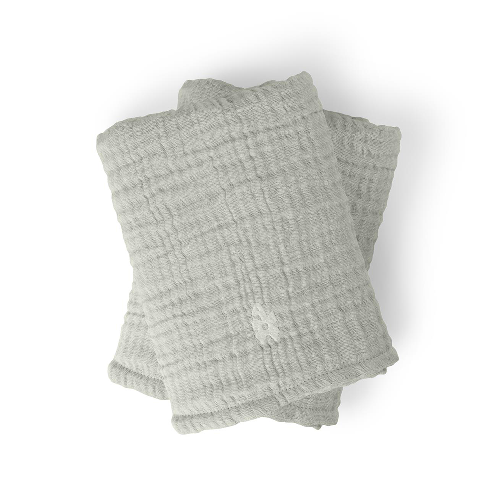 Sebra Matelas à langer en mousseline, lot de 2, vert brume