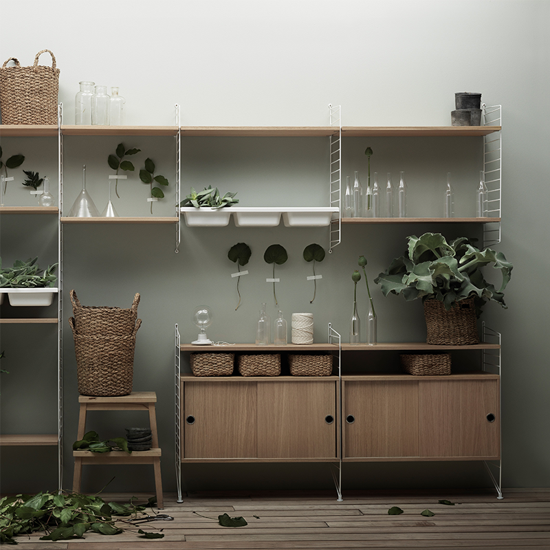 String Furniture Cabinet with Sliding Doors 'System' 78x30 cm Oak