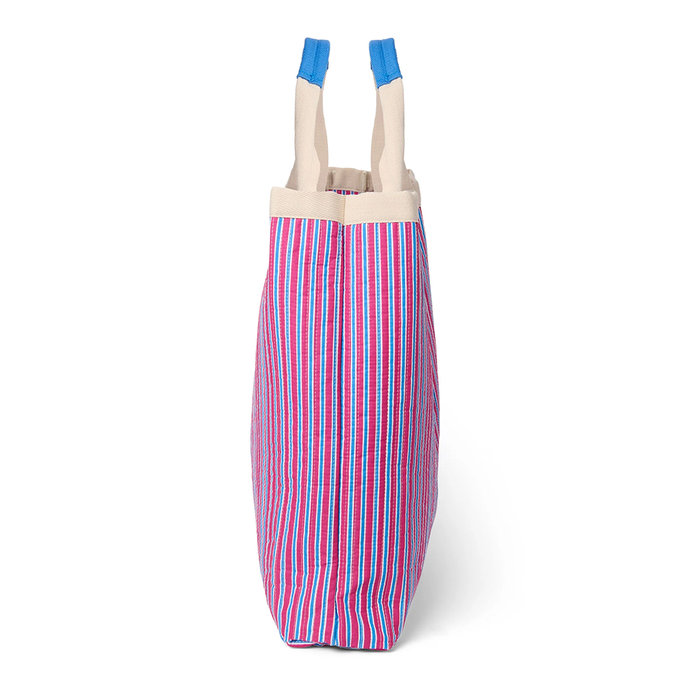 Studio Noos Sac de plage « Popeline » à rayures framboise