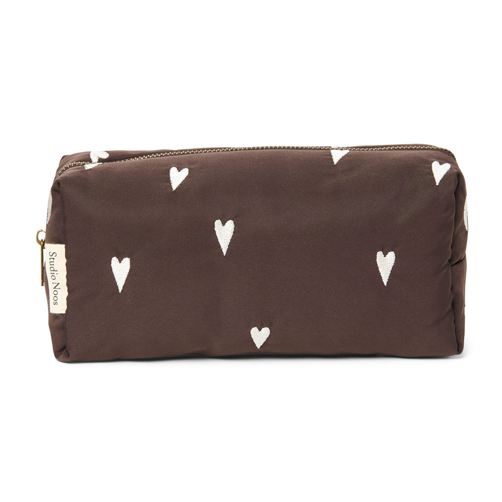 Studio Noos Necessaire 'Puffy Pouch' Brown Hearts