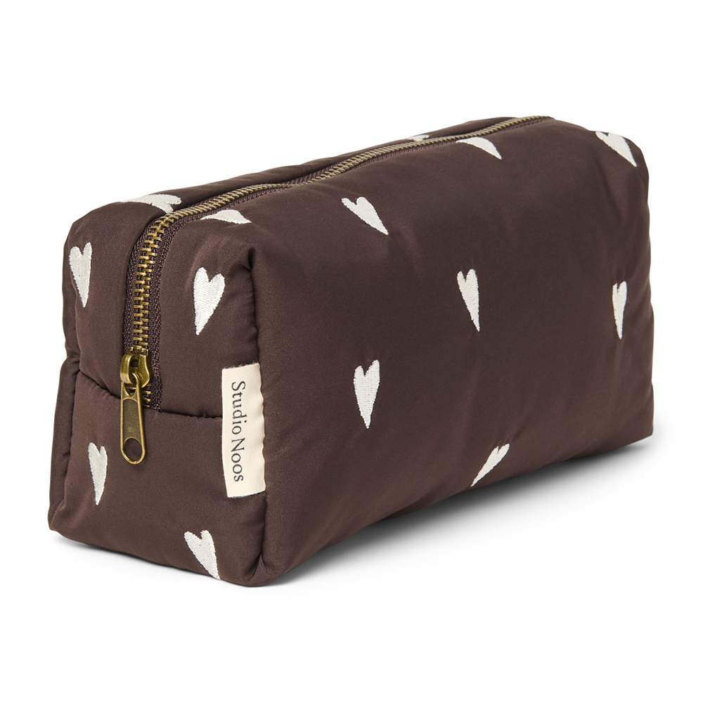 Studio Noos Necessaire 'Puffy Pouch' Brown Hearts