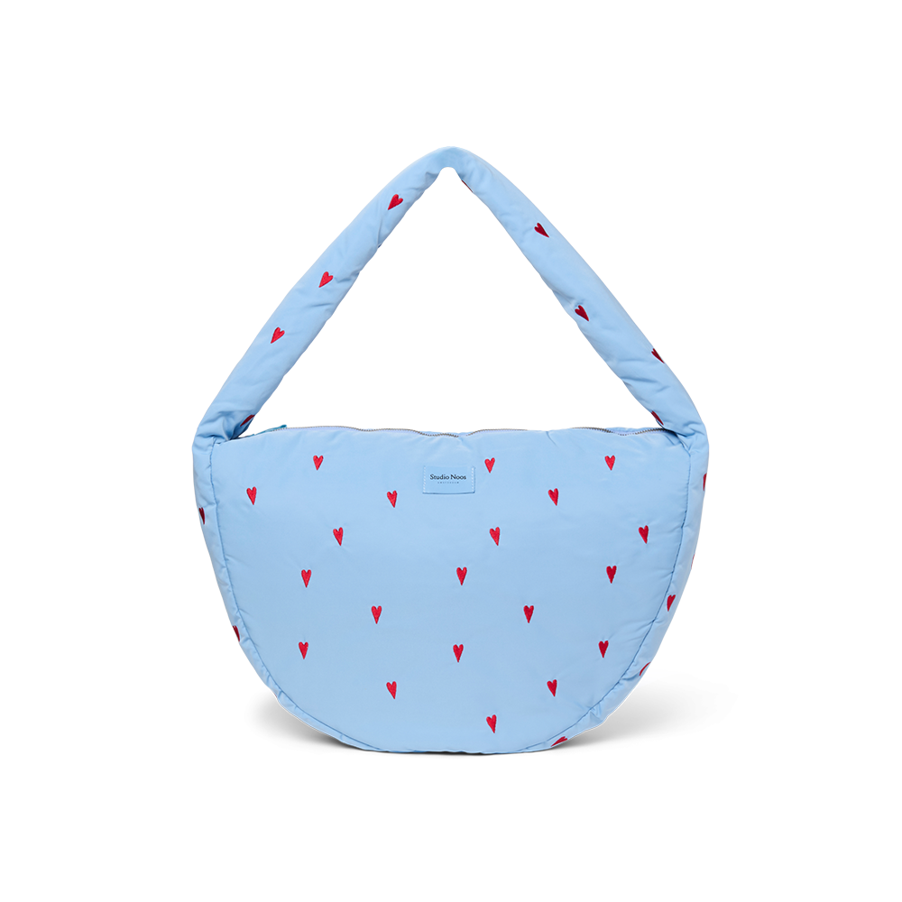 Studio Noos Crossbody Bag für Erwachsene 'Puffy' Light Blue Hearts - Online MY SNOWFLAKE