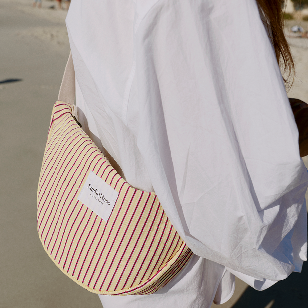 Sac banane Studio Noos pour adulte « Poplin » rayé jaune beurre
