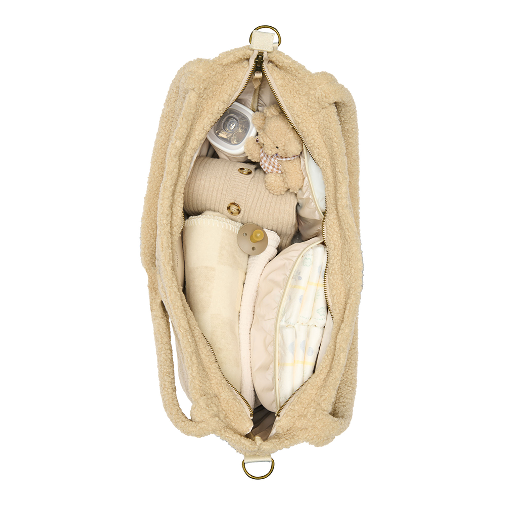 Studio Noos Puffy Wickeltasche 'Teddy Hearts'  Ecru