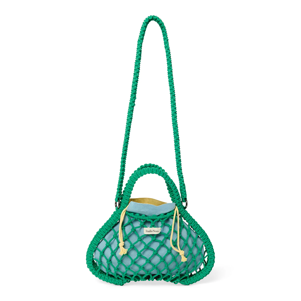 Studio Noos Macramé Handtasche mit wendbarer Innentasche in Blau-Gelb 'Mini Bag' Green