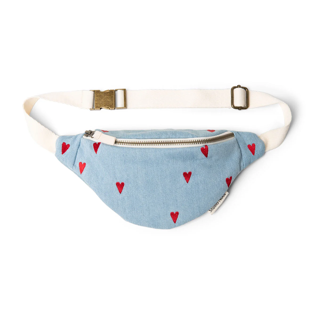 Studio Noos Sac Banane Mini pour Enfants « Denim » Cœurs