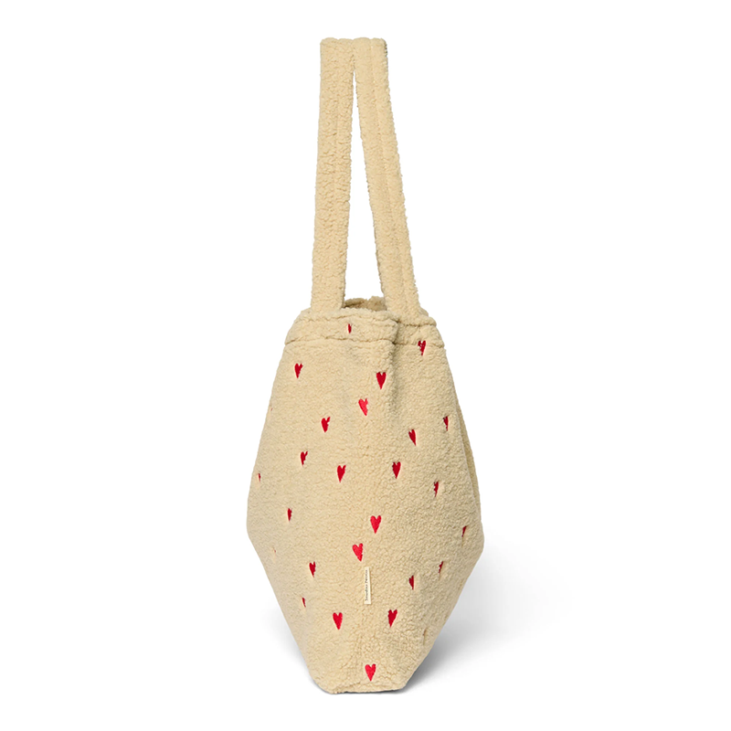 Studio Noos Tragetasche Teddy 'Hearts' Ecru - Online MY SNOWFLAKE