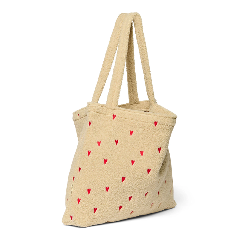 Studio Noos Tragetasche Teddy 'Hearts' Ecru - Online MY SNOWFLAKE