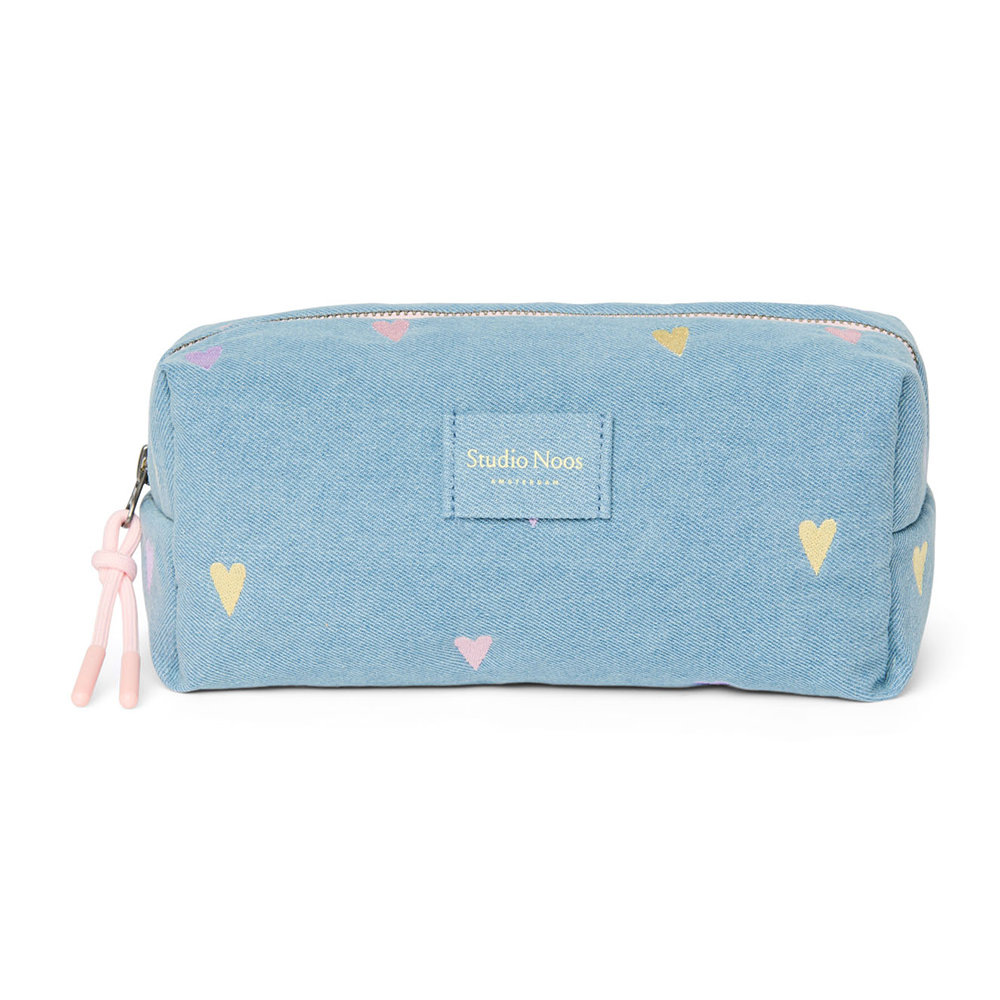 Studio Noos  Necessaire 'Denim' Light Blue Hearts