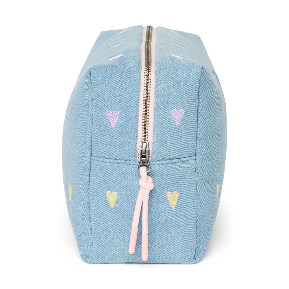 Studio Noos Necessaire 'Denim' Light Blue Hearts