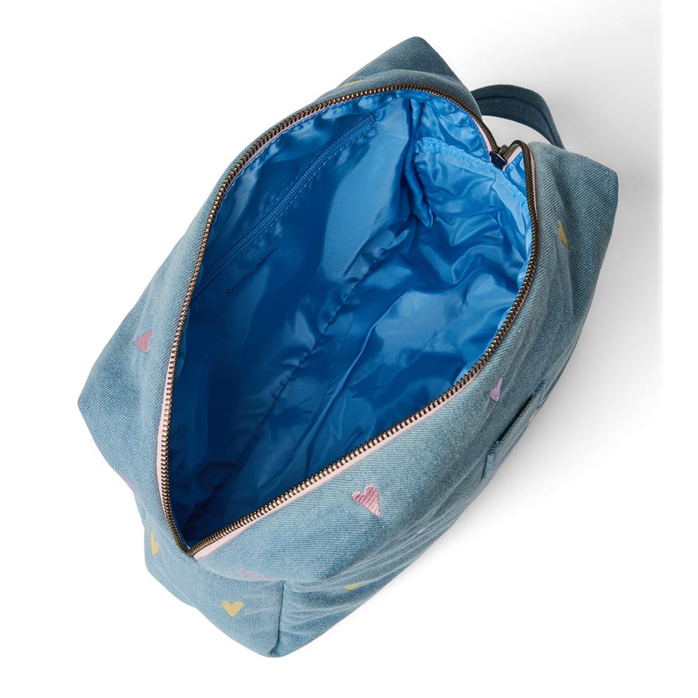 Studio Noos Necessaire 'Denim' Light Blue Hearts