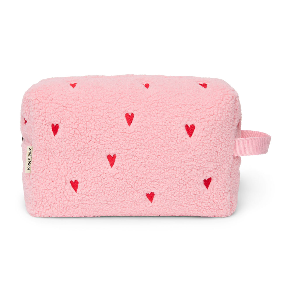 Studio Noos Necessaire 'Teddy' Light Pink Hearts