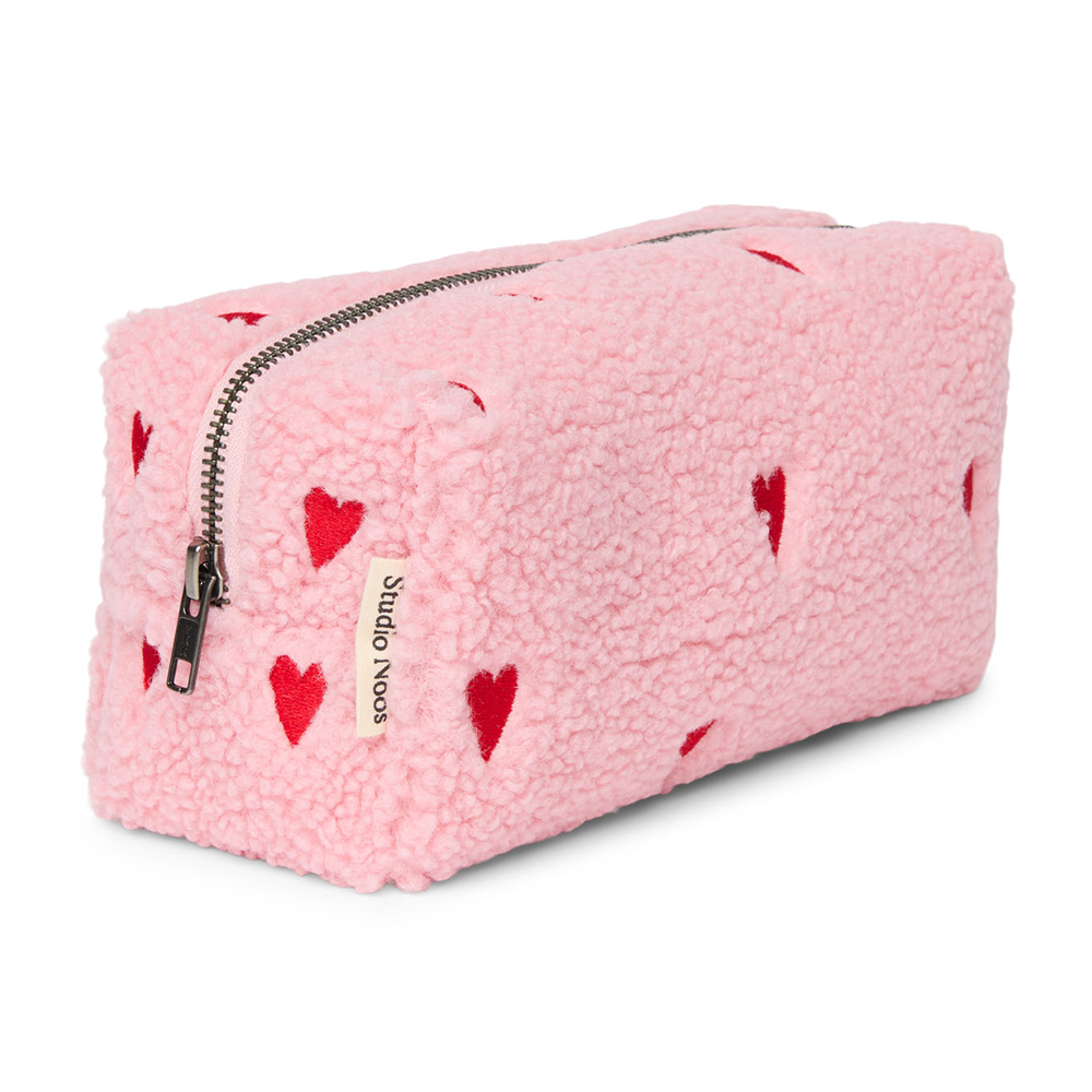 Studio Noos  Necessaire 'Teddy' Light Pink Hearts