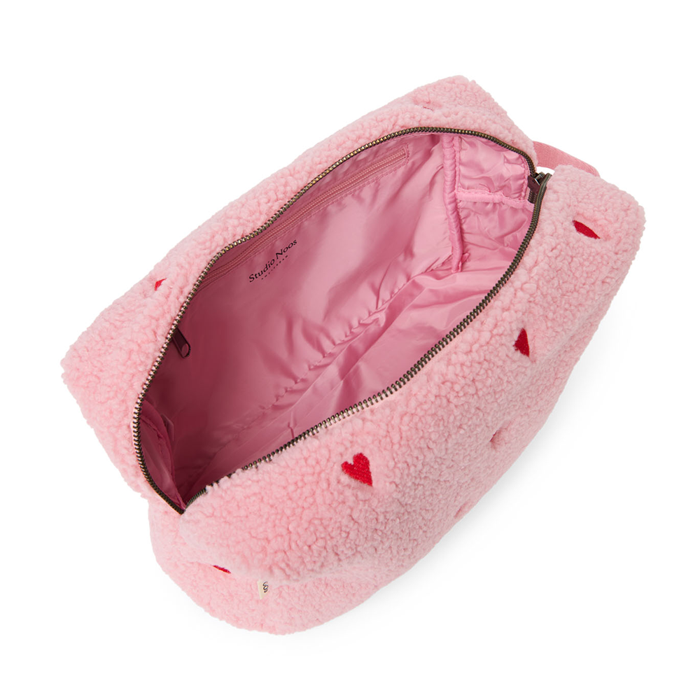 Studio Noos Necessaire 'Teddy' Light Pink Hearts