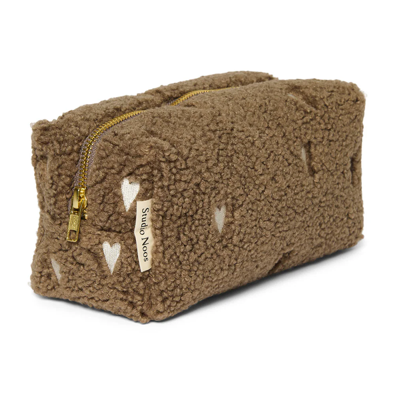 Studio Noos Toilet Bag Teddy 'Hearts' Brown