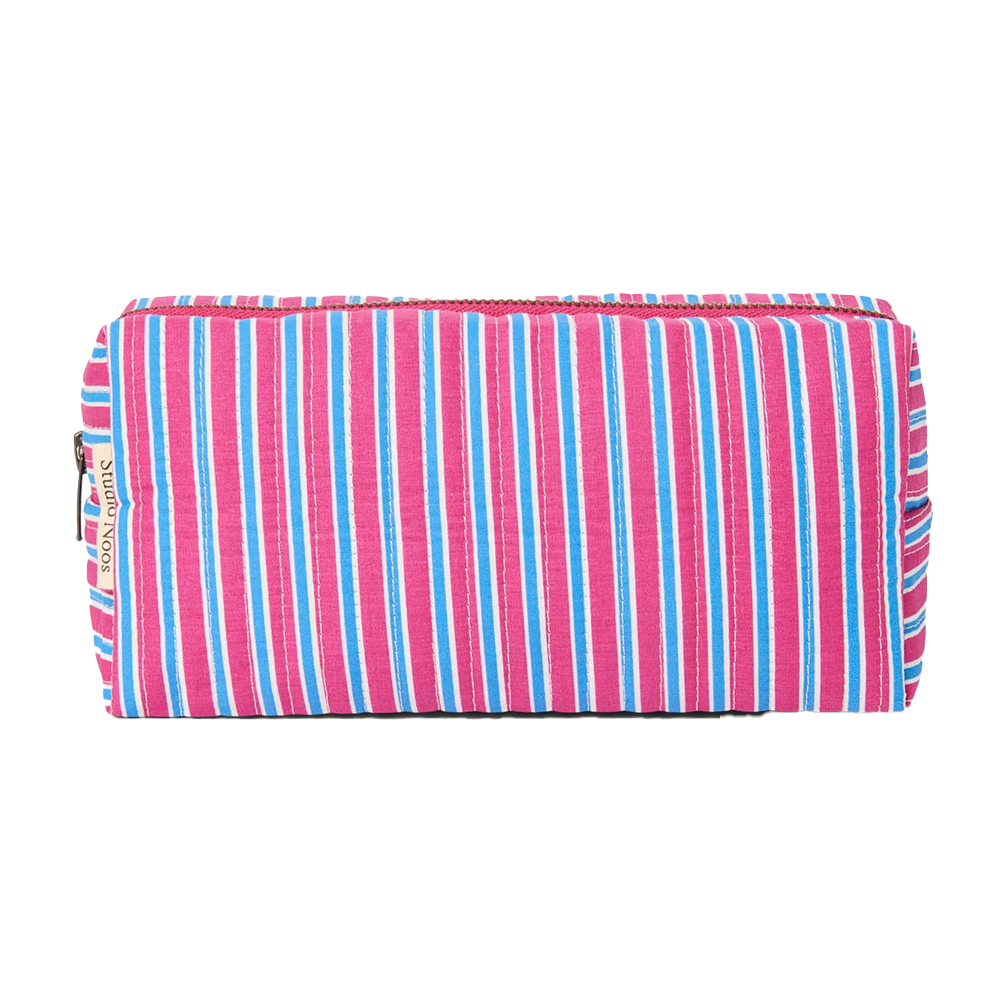 Studio Noos Necessaire 'Poplin Pouch' Raspberry Striped
