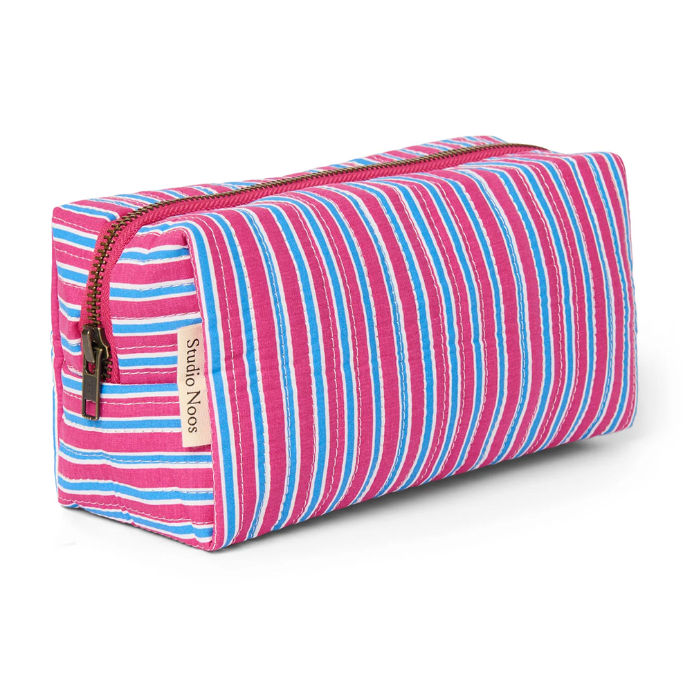 Studio Noos Necessaire 'Poplin Pouch' Raspberry Striped