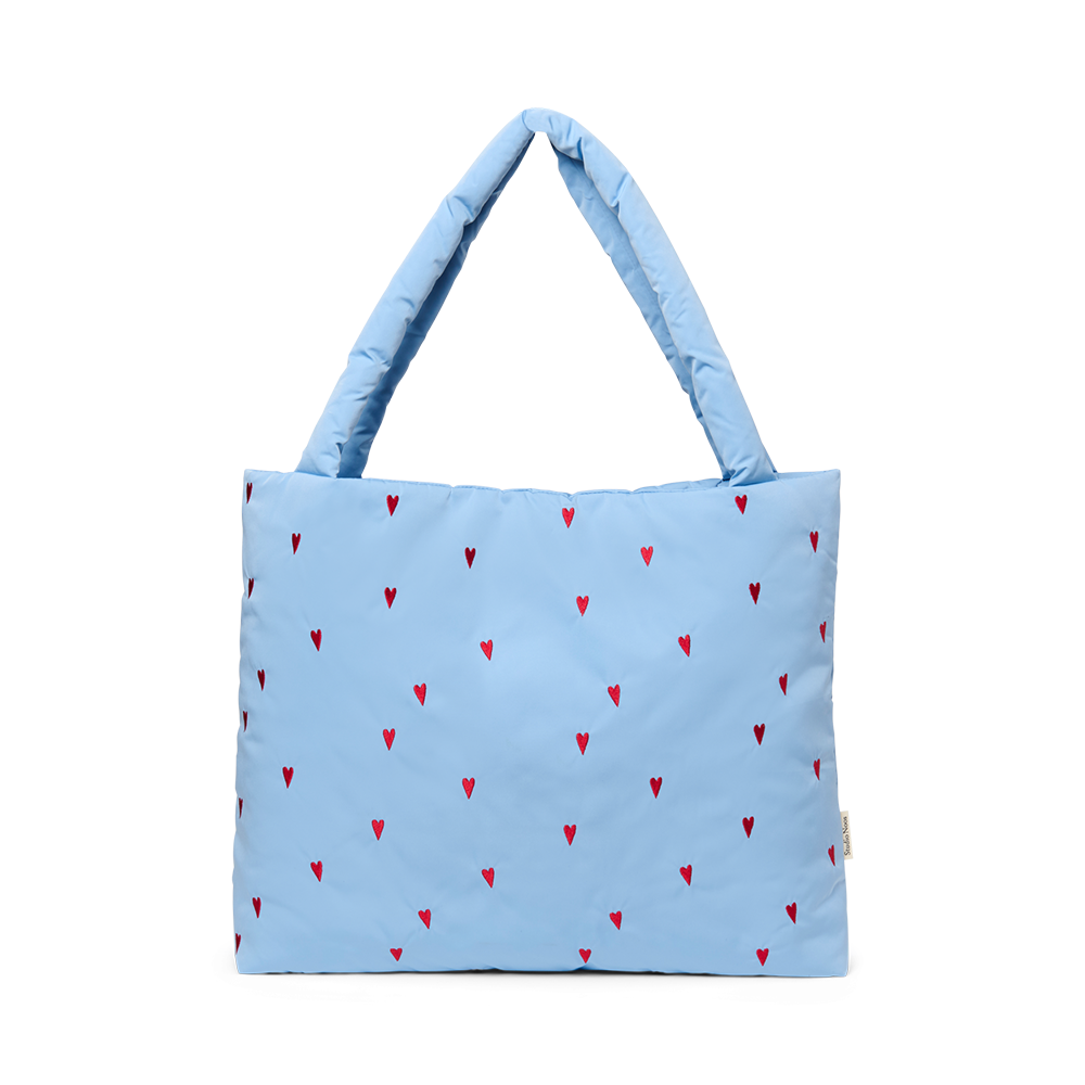 Studio Noos Sac de courses 'Puffy Mom Bag' Light Blue Hearts