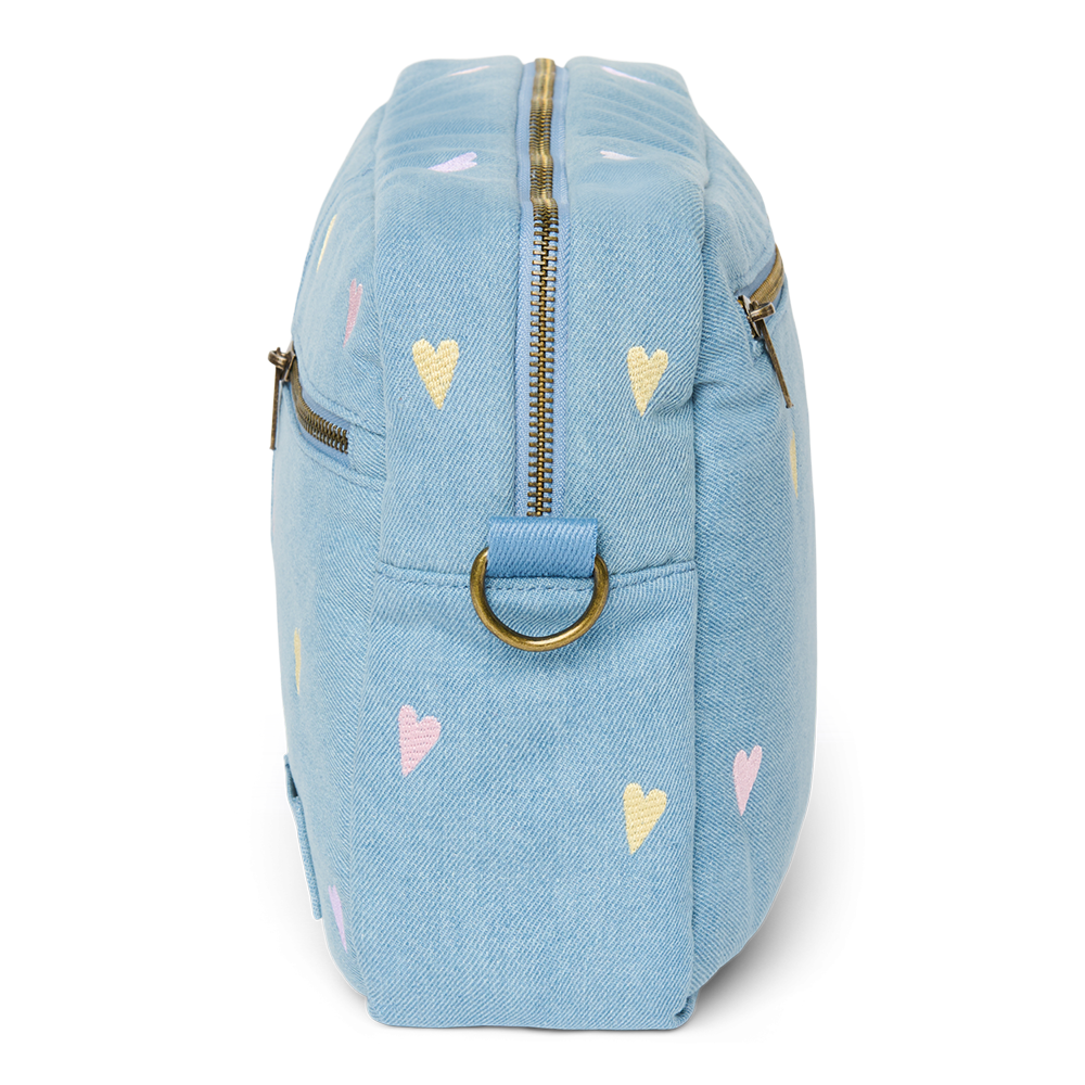 Studio Noos Kinderwagen Organizer 'Denim' Light Blue Hearts