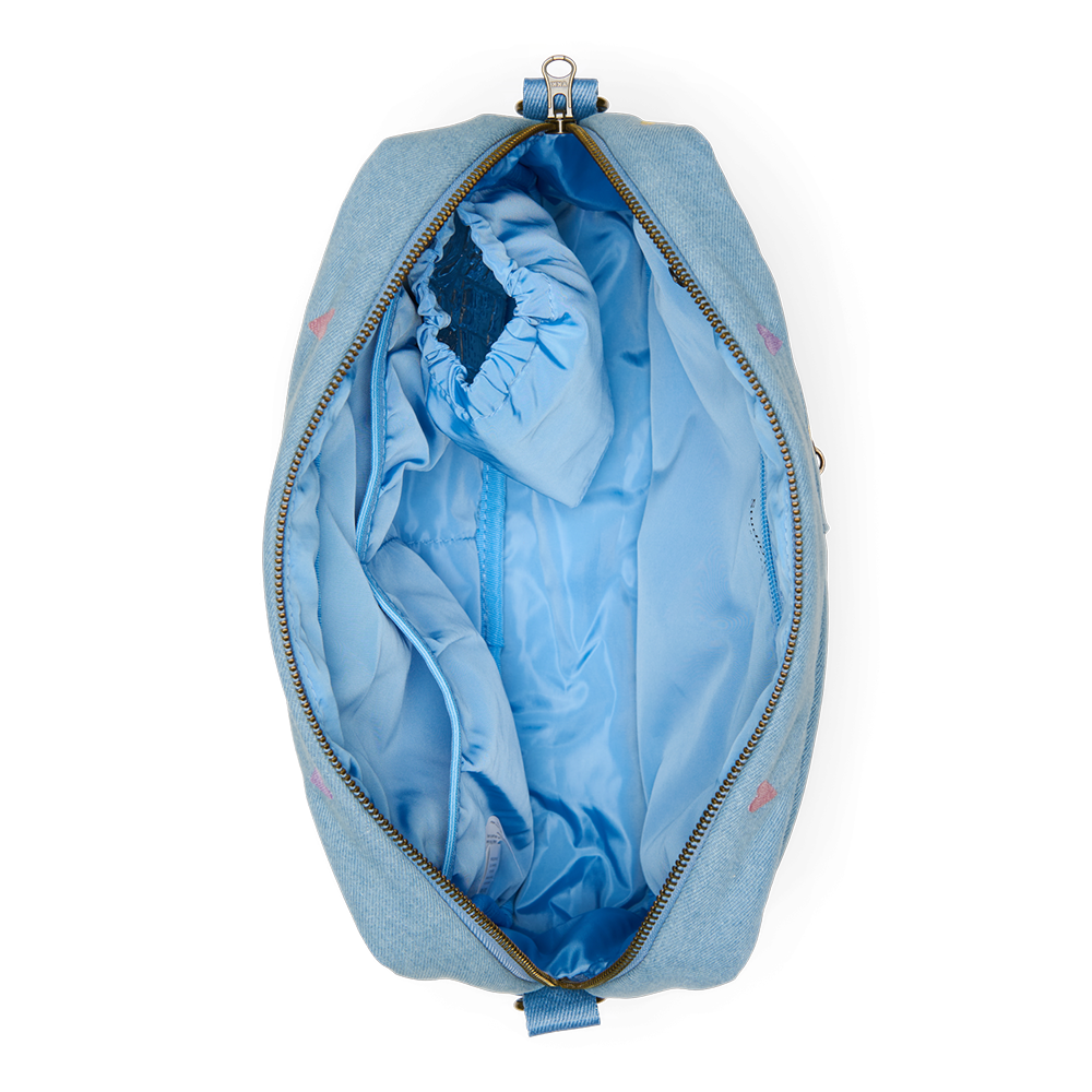 Studio Noos Kinderwagen Organizer 'Denim' Light Blue Hearts