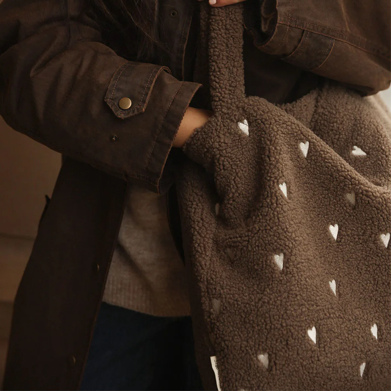 Studio Noos Tote Bag Teddy 'Hearts' Brown