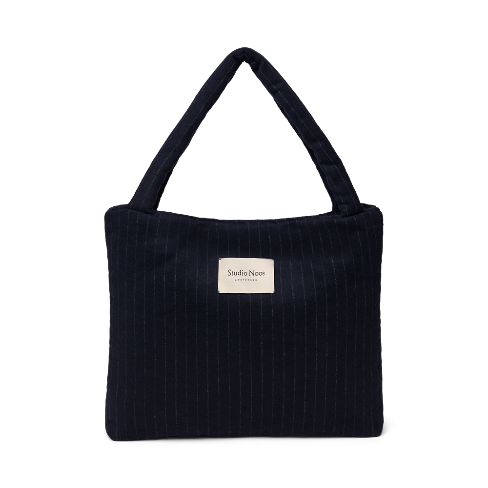 Studio Noos  Tragetasche 'Flannel Mom Bag' Dark Blue Chalkstripe