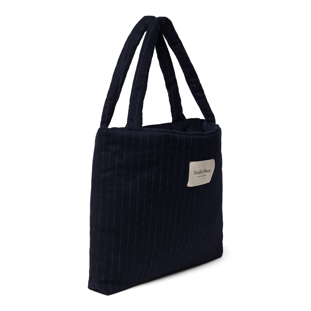 Studio Noos  Tragetasche 'Flannel Mom Bag' Dark Blue Chalkstripe