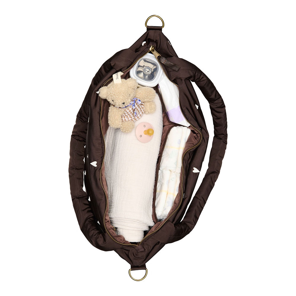 Studio Noos Wickeltasche 'Puffy' Brown Hearts