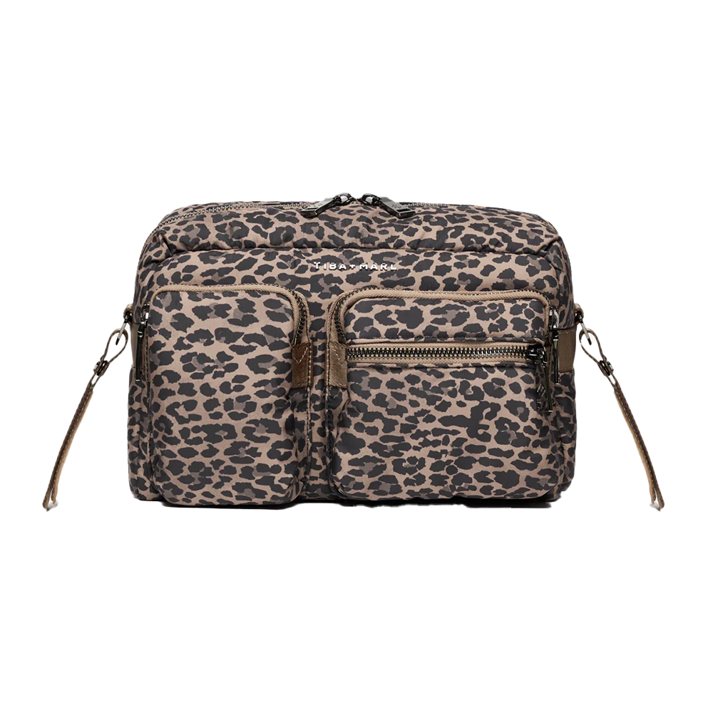 TIBA + MARL Stroller Organizer/Diaper Bag 'Axel' Brown Tonal Leopard
