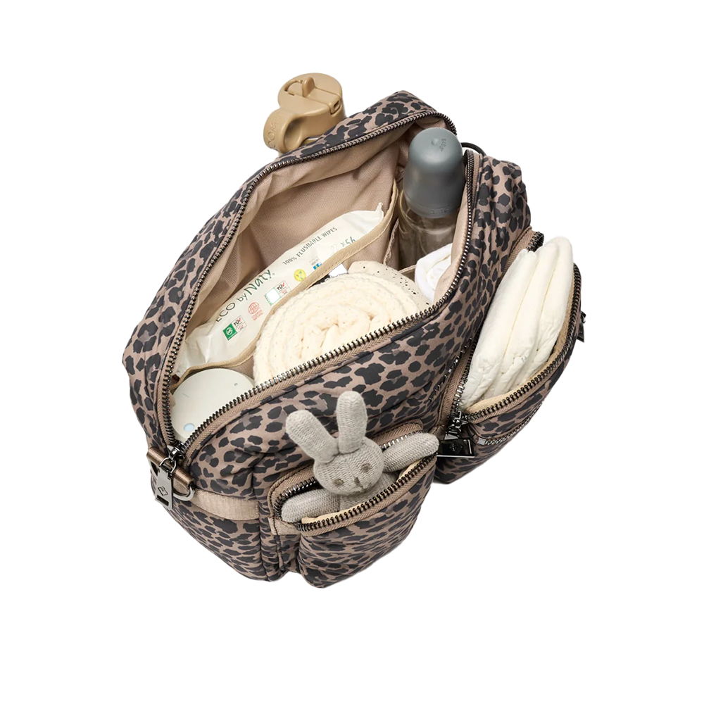 TIBA + MARL Stroller Organizer/Diaper Bag 'Axel' Brown Tonal Leopard