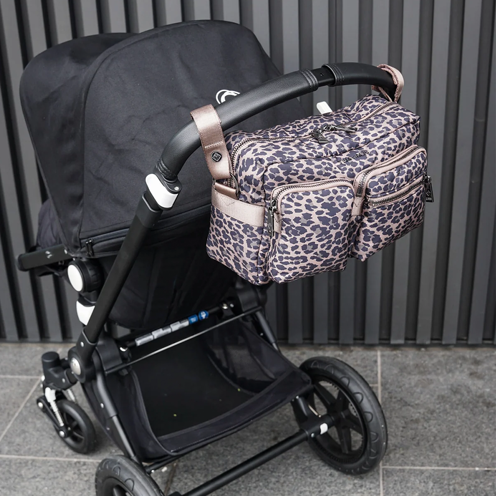 TIBA + MARL Stroller Organizer/Diaper Bag 'Axel' Brown Tonal Leopard