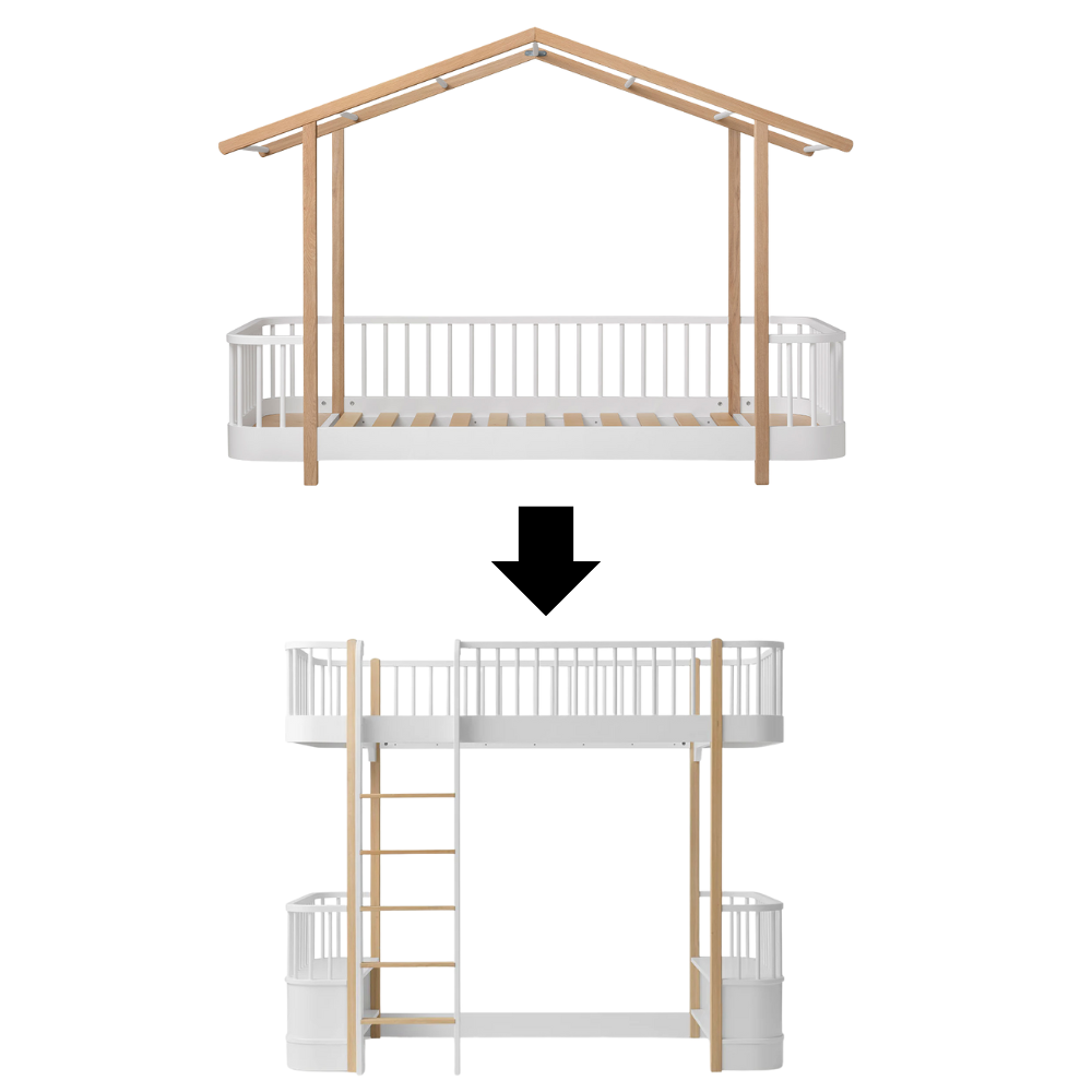 Oliver Furniture Kit de conversion lit cabane Original en lit mezzanine Original Blanc/Chêne