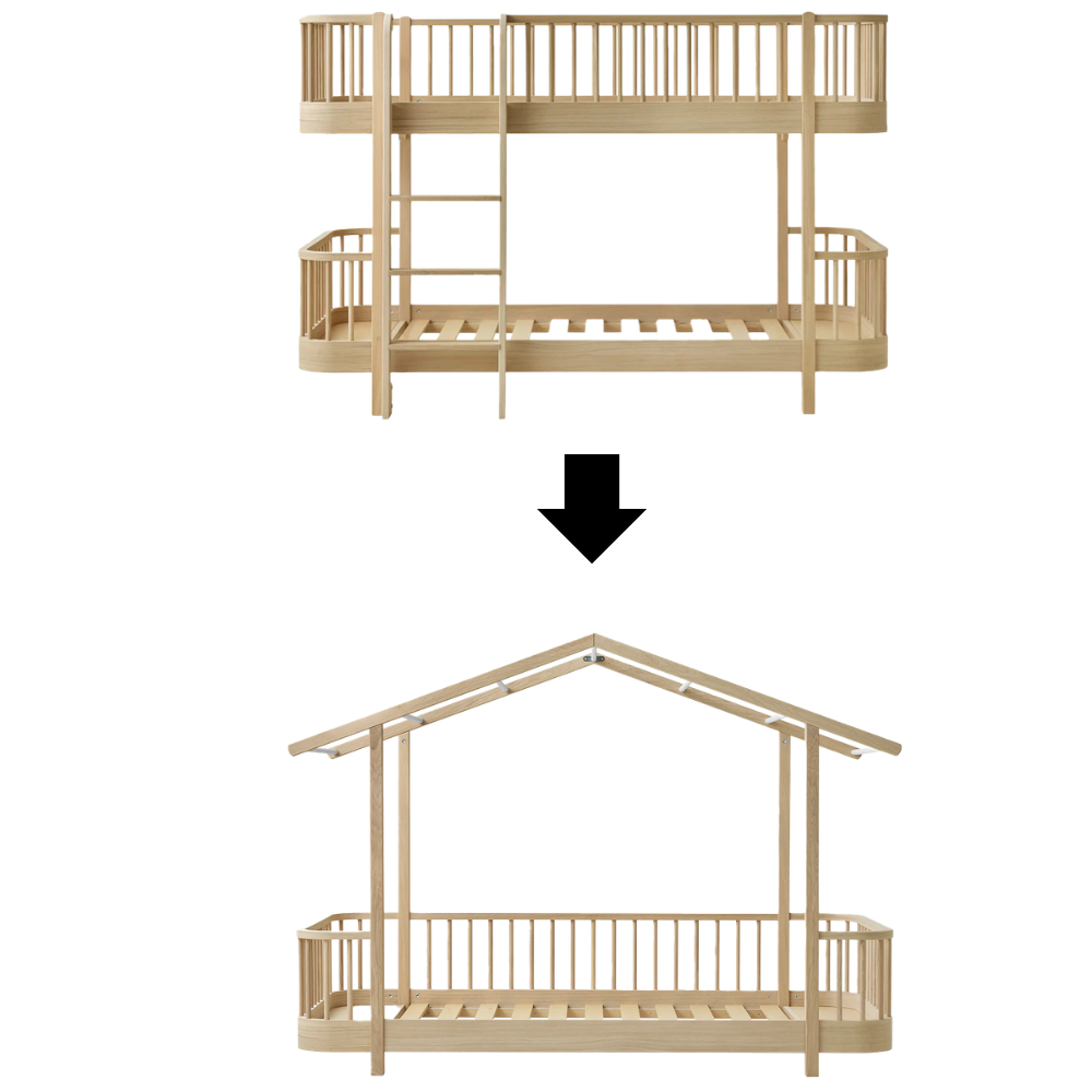 Oliver Furniture  Umbauset Wood Original Halbhohes Etagenbett zum Hausbett Eiche