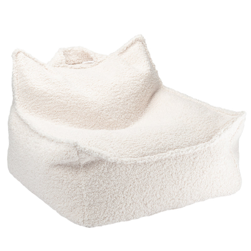 Kinder-Sitzsack aus Teddy-Stoff in Creme-Weiss von Wigiwama